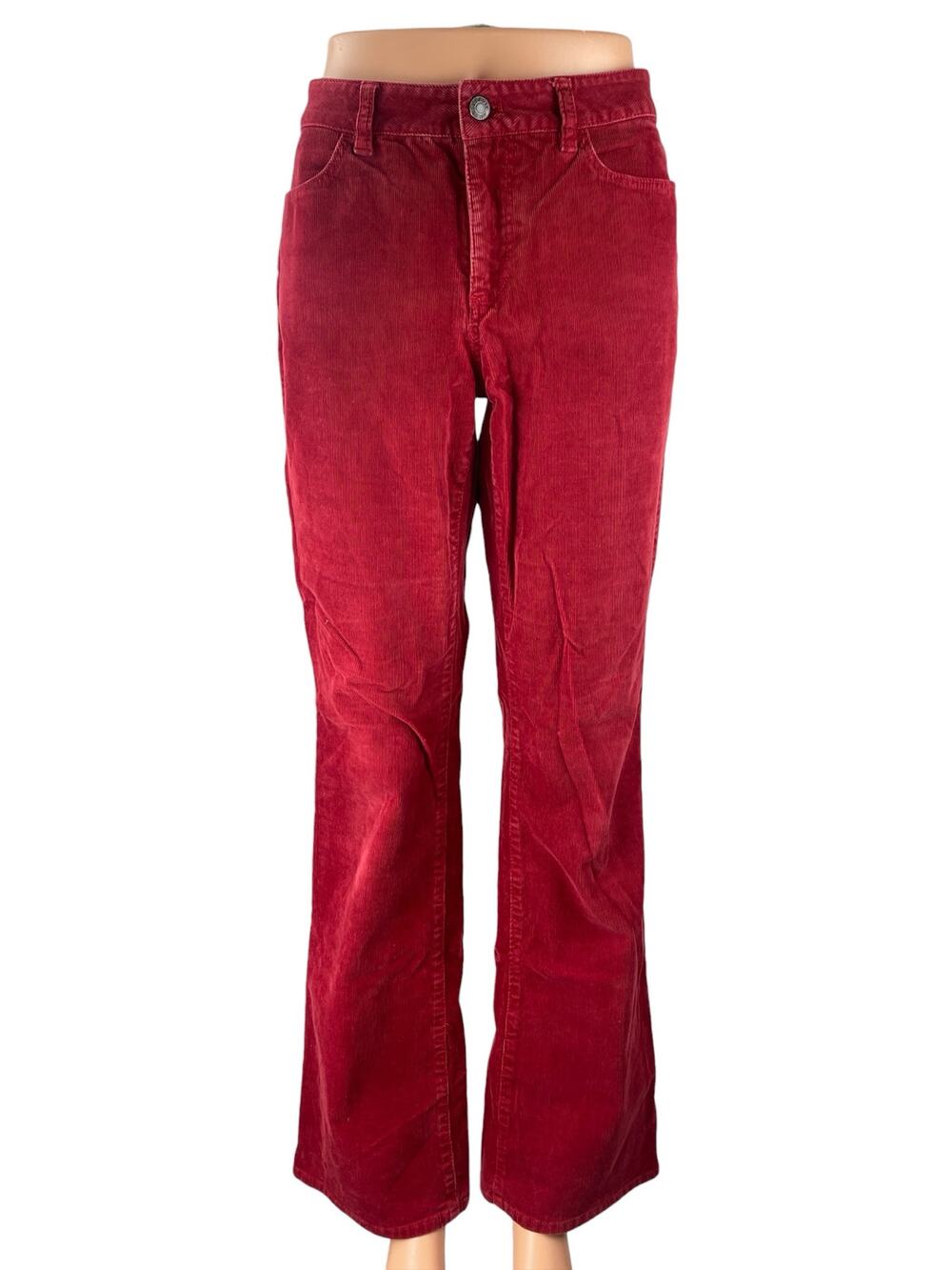 Talbots Women's Red Corduroy High Rise Wide Leg Bootcut Flare Trousers Pants 8